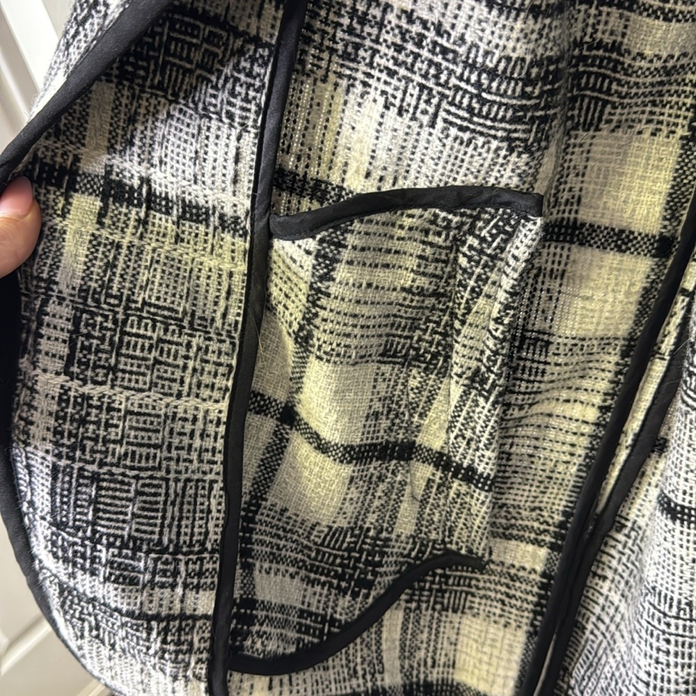 Cynthia Rowley Black and White Plaid Open Front Jacket - Picture 3 of 5